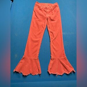 MOTHER The Cha Cha chew Pants Pink Corduroy Cropped Flare Bratz. Size 24